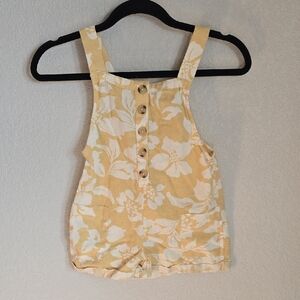 O'Neill Yellow Floral Button-Front Romper Overalls - Size Small